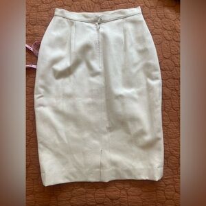 Wool Cream Pencil Skirt